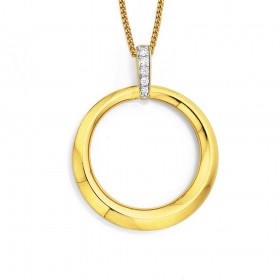 9ct+Circle+Pendant+with+Diamond+Bail