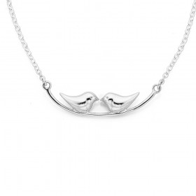 Sterling+Silver+Two+Kissing+Birds+Necklet