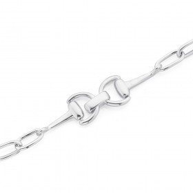 Sterling-Silver-Horsebit-Link-Bracelet-20cm on sale