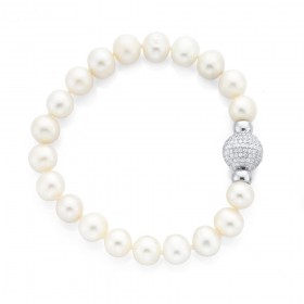 Sterling+Silver+Freshwater+Pearl+with+Cubic+Zirconia+Clasp