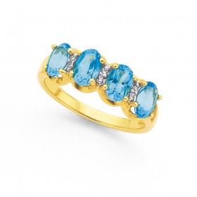 9ct+Swiss+Blue+Topaz+%26amp%3B+Diamond+Ring