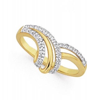 9ct+Diamond+Swirl+Ring