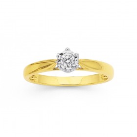 9ct+Yellow+Gold+Diamond+Solitaire+Ring