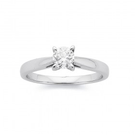 18ct+White+Gold+Diamond+Solitaire+Ring