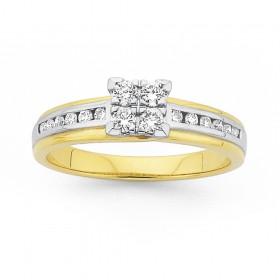 9ct-Two-Tone-Square-Cluster-Diamond-Ring on sale