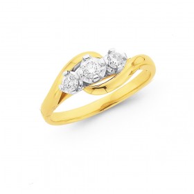 18ct+Gold%2C+Crossover+Diamond+Ring