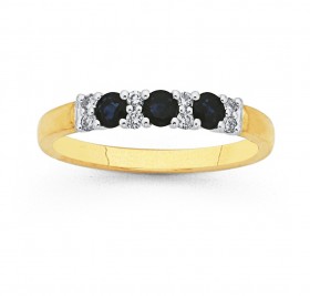 9ct+Sapphire+%26amp%3B+Diamond+Ring