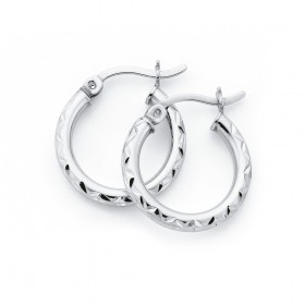 12mm+Sparkly+Hoop+Earrings+in+Sterling+Silver