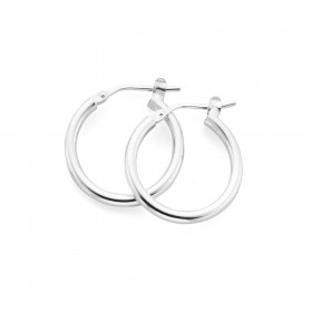 Sterling+Silver+15mm+Tube+Hoop+Earrings