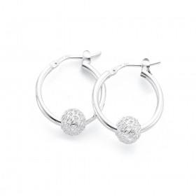 Sterling+Silver+15mm+Filigree+Ball+Hoop+Earrings