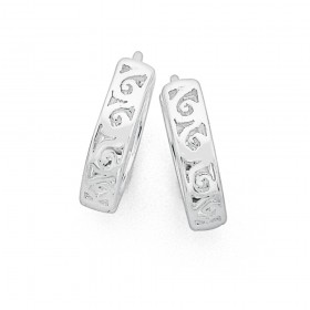 Sterling-Silver-15mm-Filigree-Huggie-Earrings on sale