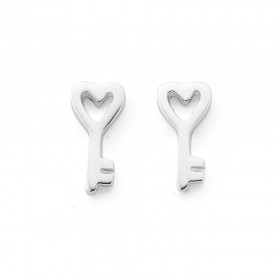 Sterling+Silver+Heart+Key+Studs