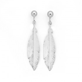 Feather+Earrings+in+Sterling+Silver