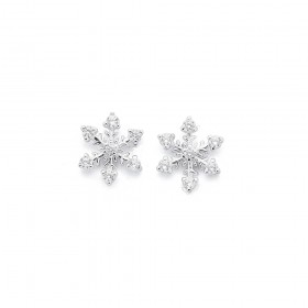 Cubic+Zirconia+Snowflake+Studs+in+Sterling+Silver