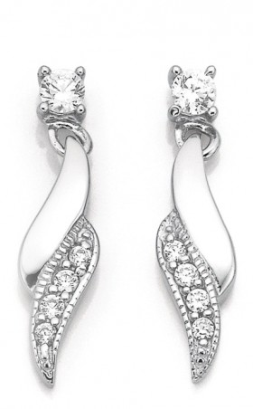 Cubic+Zirconia+Drop+Earrings+in+Sterling+Silver