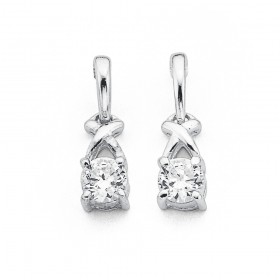 Sterling+Silver+Cubic+Zirconia+Earrings