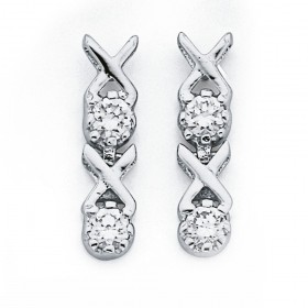 Hugs+and+Kisses+Cubic+Zirconia+Drop+Earrings+in+Sterling+Silver