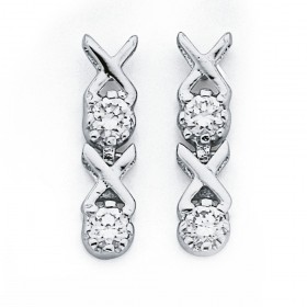 Sterling-Silver-Cubic-Zirconia-Hugs-Kisses-Earrings on sale