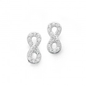 Sterling+Silver+Cubic+Zirconia+Infinity+Earrings