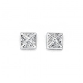 Sterling+Silver+Cubic+Zirconia+Pyramid+Studs