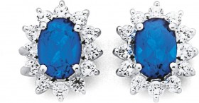 Blue+Cubic+Zirconia+Stud+Earrings+in+Sterling+Silver