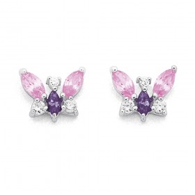 Sterling-Silver-Cubic-Zirconia-Butterfly-Studs on sale