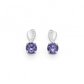 Lavender+Cubic+Zirconia+Studs+in+Sterling+Silver