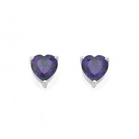 Sterling+Silver+Purple+Cubic+Zirconia+Studs