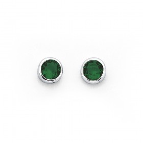 Sterling-Silver-Green-Cubic-Zirconia-4mm-Round-Stud-Earrings on sale