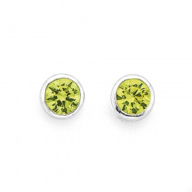 Green+Cubic+Zirconia+Studs+in+Sterling+Silver