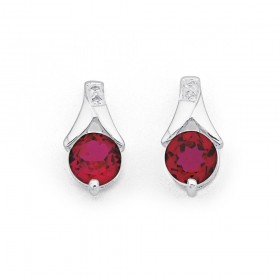 Synthetic+Ruby+%26amp%3B+Cubic+Zirconia+Earrings+in+Sterling+Silver