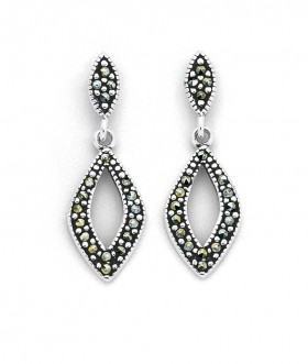 Marcasite+Drop+Earrings+in+Sterling+Silver