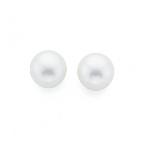 10mm+Freshwater+Pearl+Studs+in+Sterling+Silver