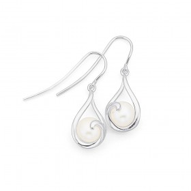Silver-FW-Pearl-Drop-Earrings on sale