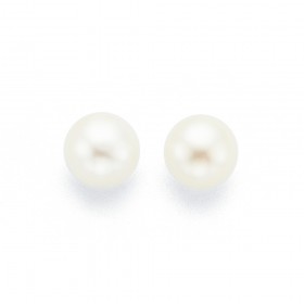 Sterling+Silver+Freshwater+6-6.5mm+Pearl+Studs