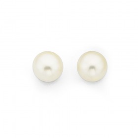 Sterling+Silver+Freshwater+7-7.5mm+Pearl+Studs