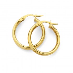 9ct+Gold+15mm+Polished+Hoop+Earrings