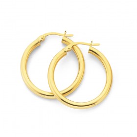 9ct+20mm+Polished+Hoop+Earrings