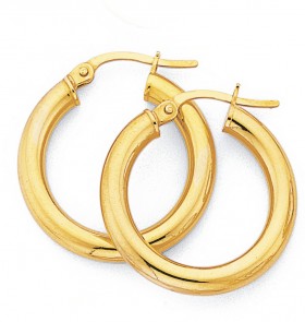 9ct+21mm+Polished+Hoop+Earrings