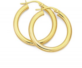 9ct+Gold+20mm+Polished+Hoop+Earrings