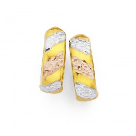 9ct+Tri+Tone+Diamond+Cut+Huggies
