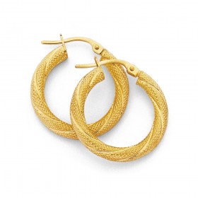 15mm+Twist+Hoop+Earrings+in+9ct+Yellow+Gold