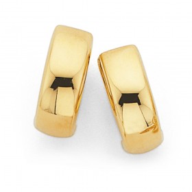 9ct+10mm+Polished+Huggie+Earrings