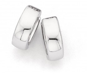 Polished+Huggie+Earrings+in+9ct+White+Gold