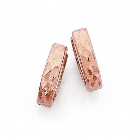 Diamond+Cut+Huggie+Earrings+in+9ct+Rose+Gold