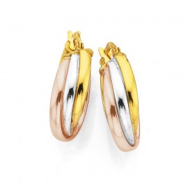 Tri+Tone+Russian+Earrings+in+9ct+Rose%2C+White+and+Yellow+Gold