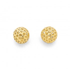 Filigree+Ball+Studs+in+9ct+Yellow+Gold