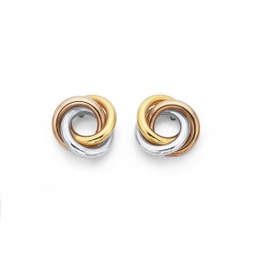 9ct-Tri-Tone-Knot-Studs on sale