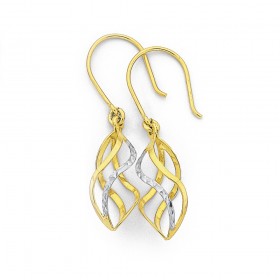 Twist-Drop-Earrings-in-9ct-Yellow-and-White-Gold on sale