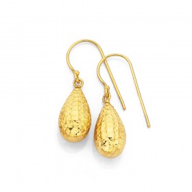 Diamond+Cut+Drop+Earrings+in+9ct+Yellow+Gold